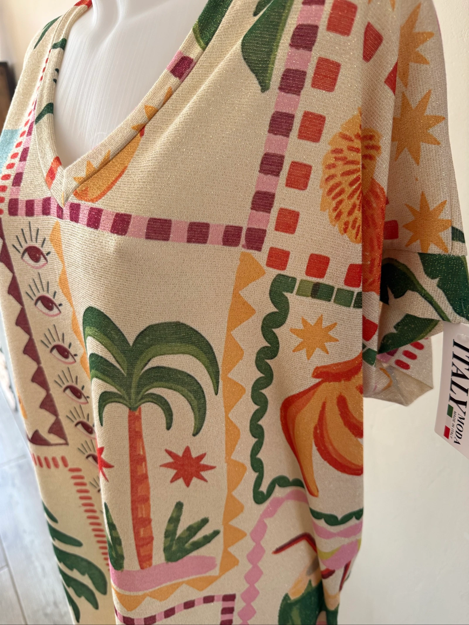 Robe tunique tendance imprimé tropical Made in Italy – Taille unique – photo 3